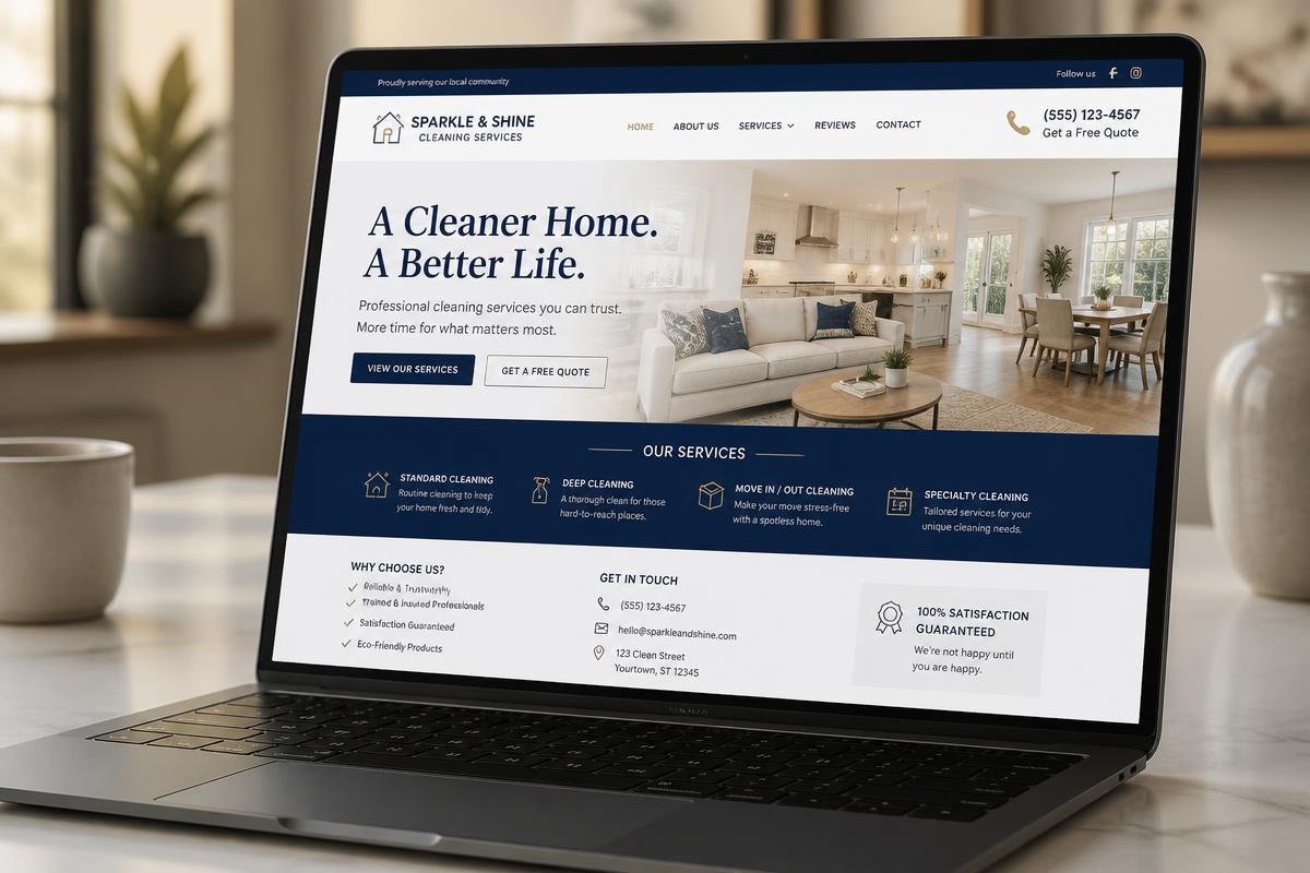 Cleaning company website concept