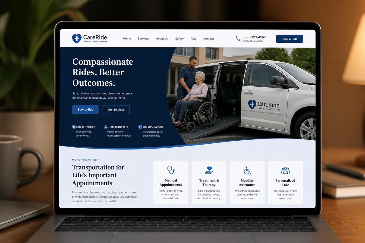 Medical transportation company website concept