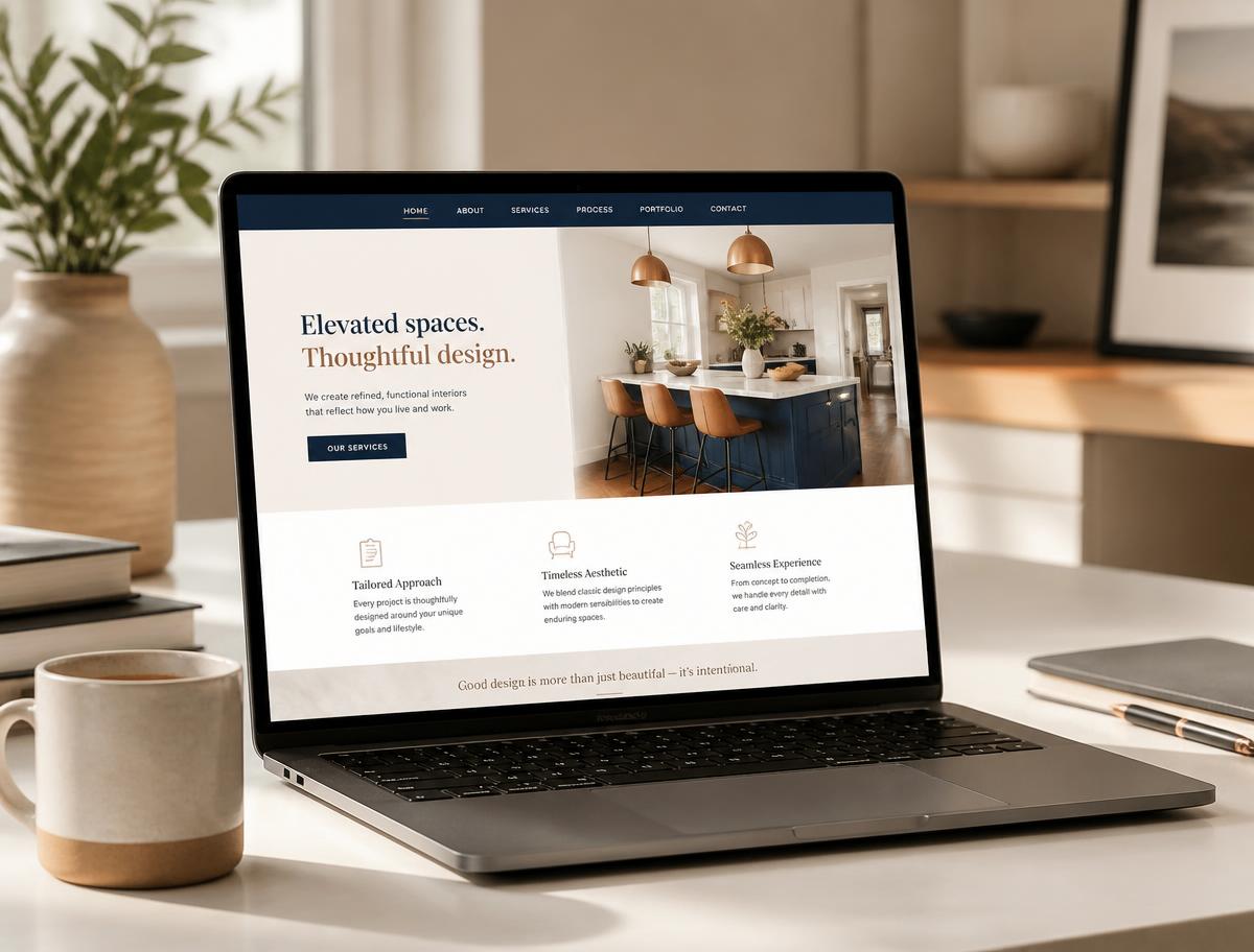 Laptop displaying a polished professional small-business website